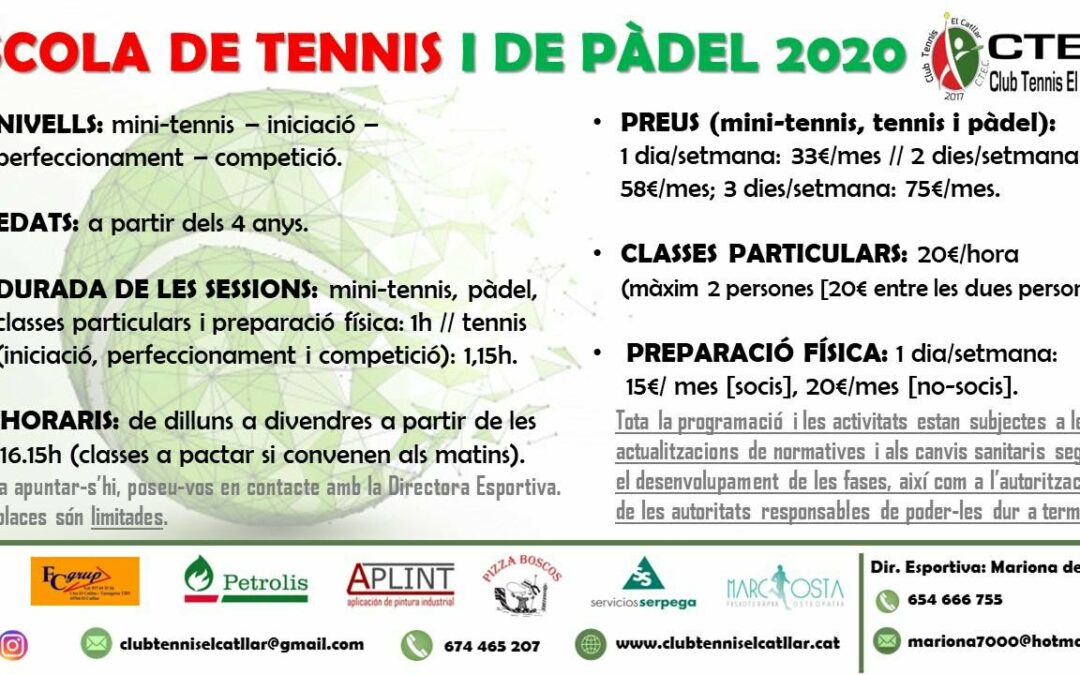 Escola de tennis i pàdel 2020-2021