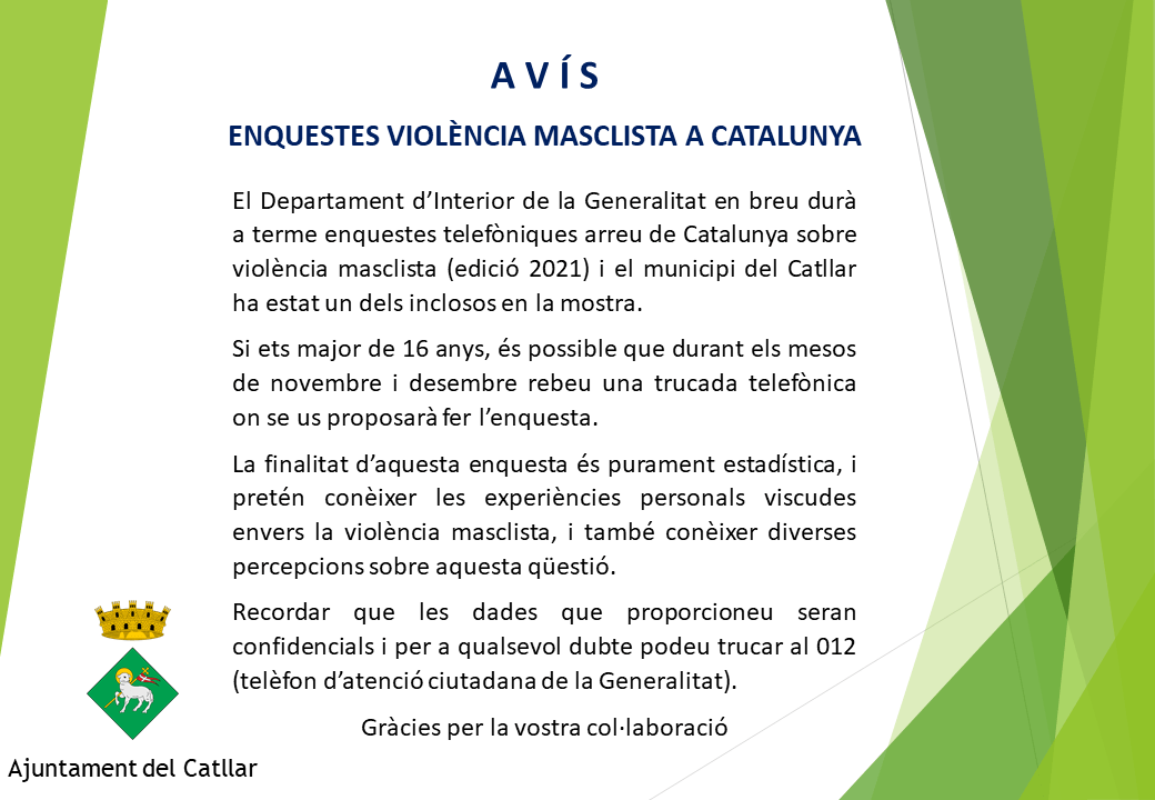 AVÍS: ENQUESTES VIOLÈNCIA DE GÈNERE A CATALUNYA