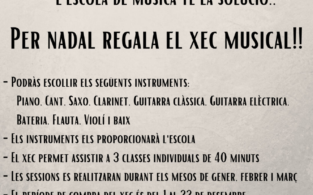 CHEQUE REGALO MUSICAL – ENSEÑANZAS MUSICALES DEL CATLLAR