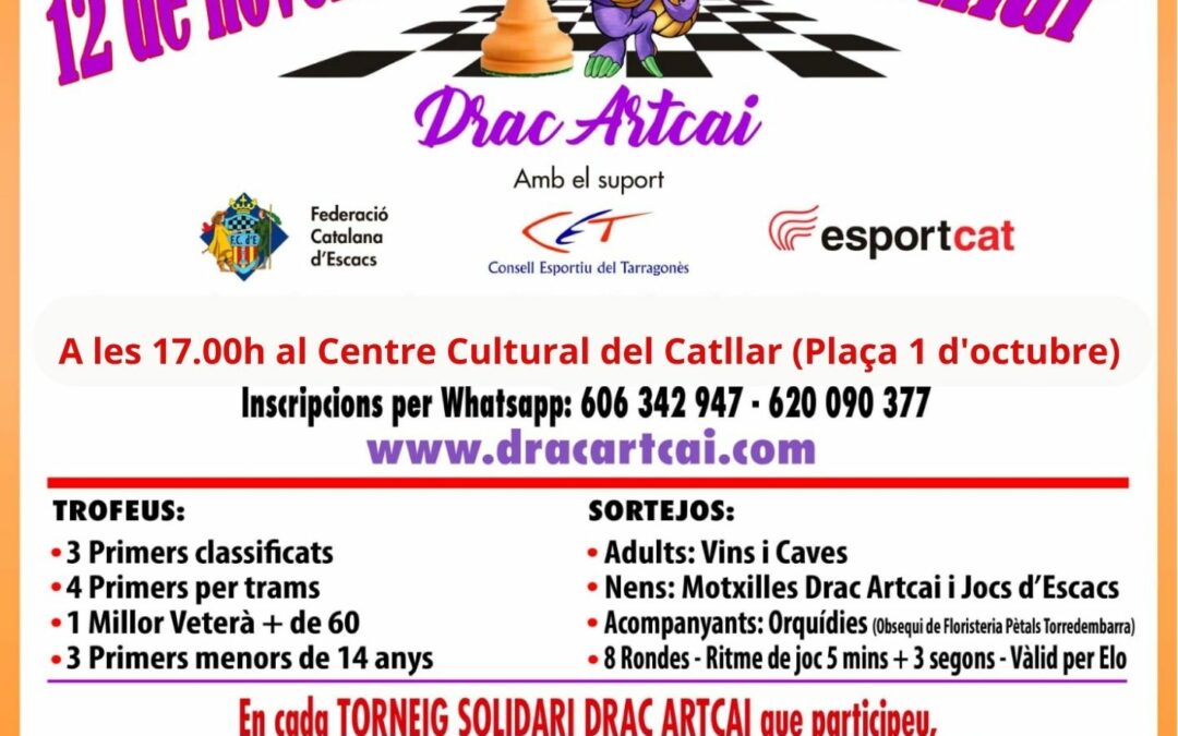 SOLIDARITAT A TRAVÉS DELS ESCACS, RECORDA INSCRIURE’T PER WHATSAPP