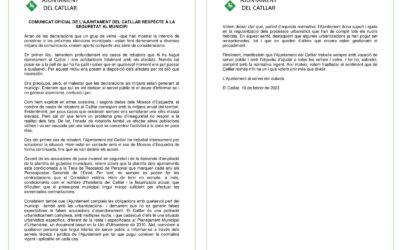 COMUNICAT OFICIAL DE L’AJUNTAMENT DEL CATLLAR RESPECTE A LA SEGURETAT AL MUNICIPI