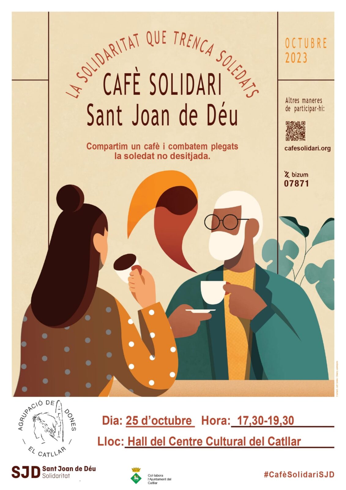 CAFÉ SOLIDARIO EN DISTINTOS PUNTOS DEL MUNICIPIO: HOY, 25/10/23, EN EL CENTRO CULTURAL (NÚCLEO)