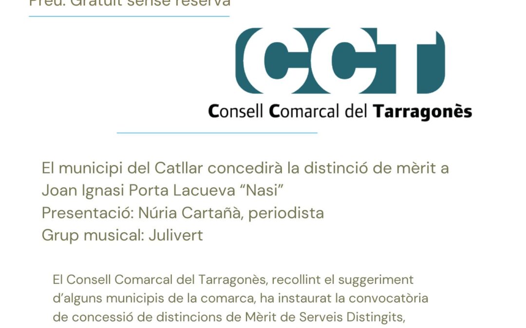 CONCESSIÓ DE RECONEIXEMENT AL MÈRIT DE SERVEIS DISTINGITS A JOAN IGNASI PORTA
