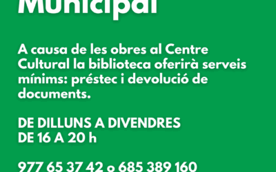 La Biblioteca Municipal de El Catllar ofrece servicios mínimos debido a las obras del Centro Cultural