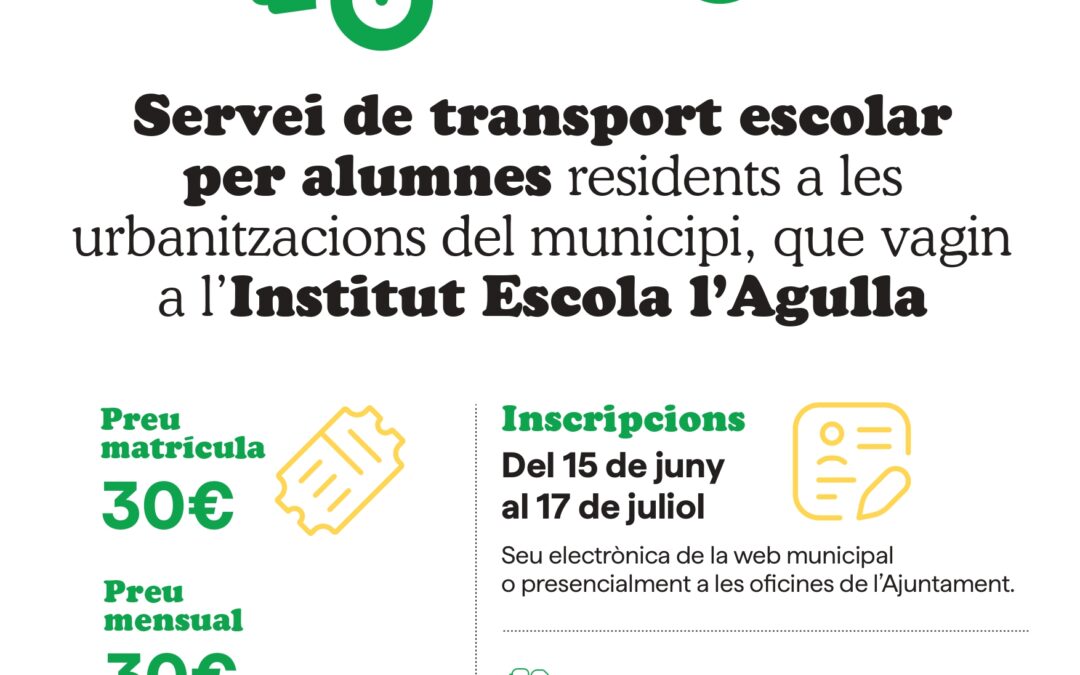 El proper 15 de juny s’obren les inscripcions per al bus escolar curs 2026/2027