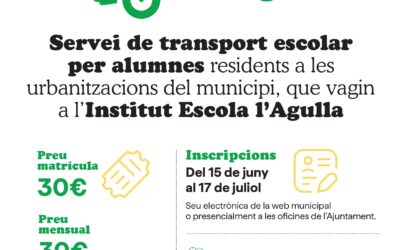 El proper 15 de juny s’obren les inscripcions per al bus escolar curs 2026/2027