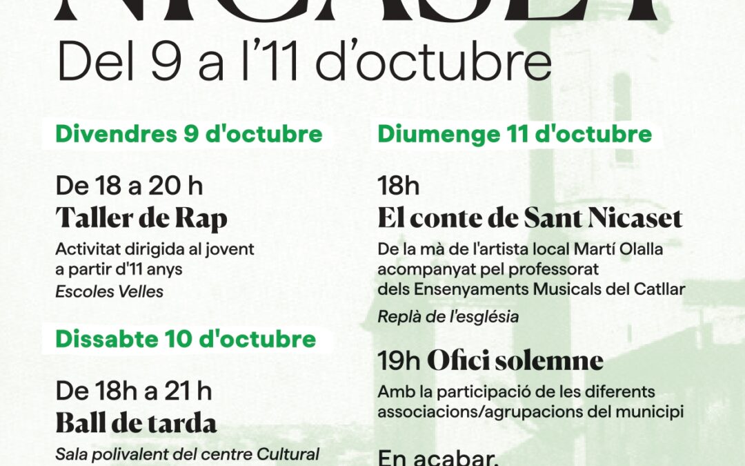El Catllar celebra Sant Nicaset amb tres dies de cultura, música i tradició