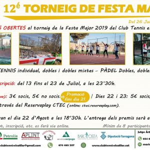 12è Torneig de Festa Major del 26/07 al 22/08. Club de tennis del Catllar